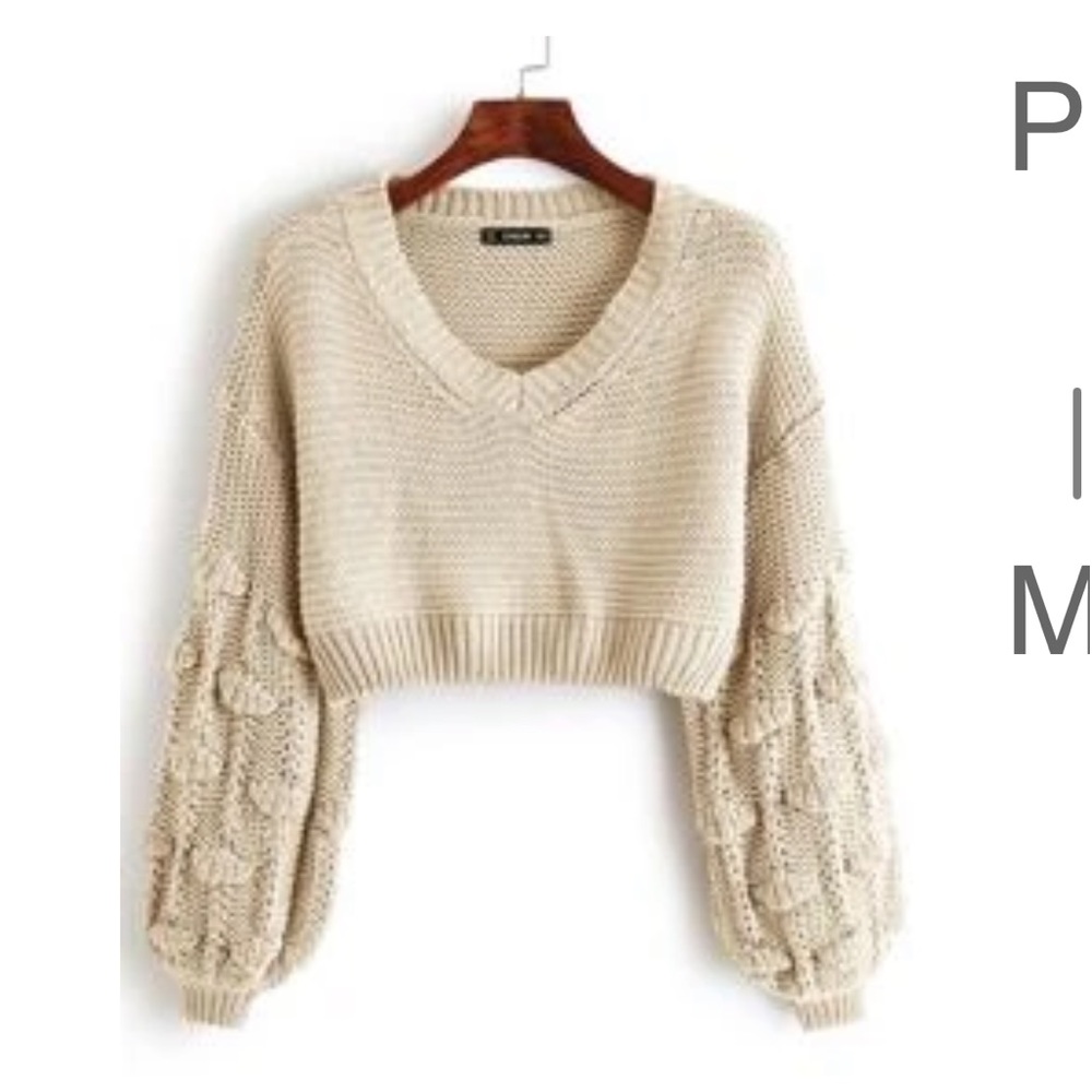 Shein Cropped Pom Pom Sweater